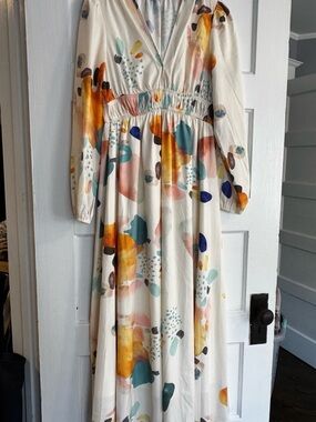 Sissyaki Women's Boho Floral Maxi Dress Long Sleeve Smocked Beach Flowy Dress
